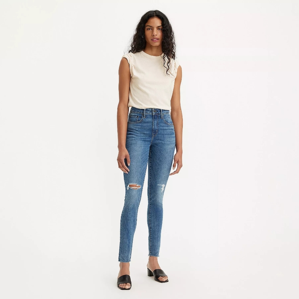 Levi's 721 High Rise Skinny Women's Distressed Jeans Medium Wash Size 29